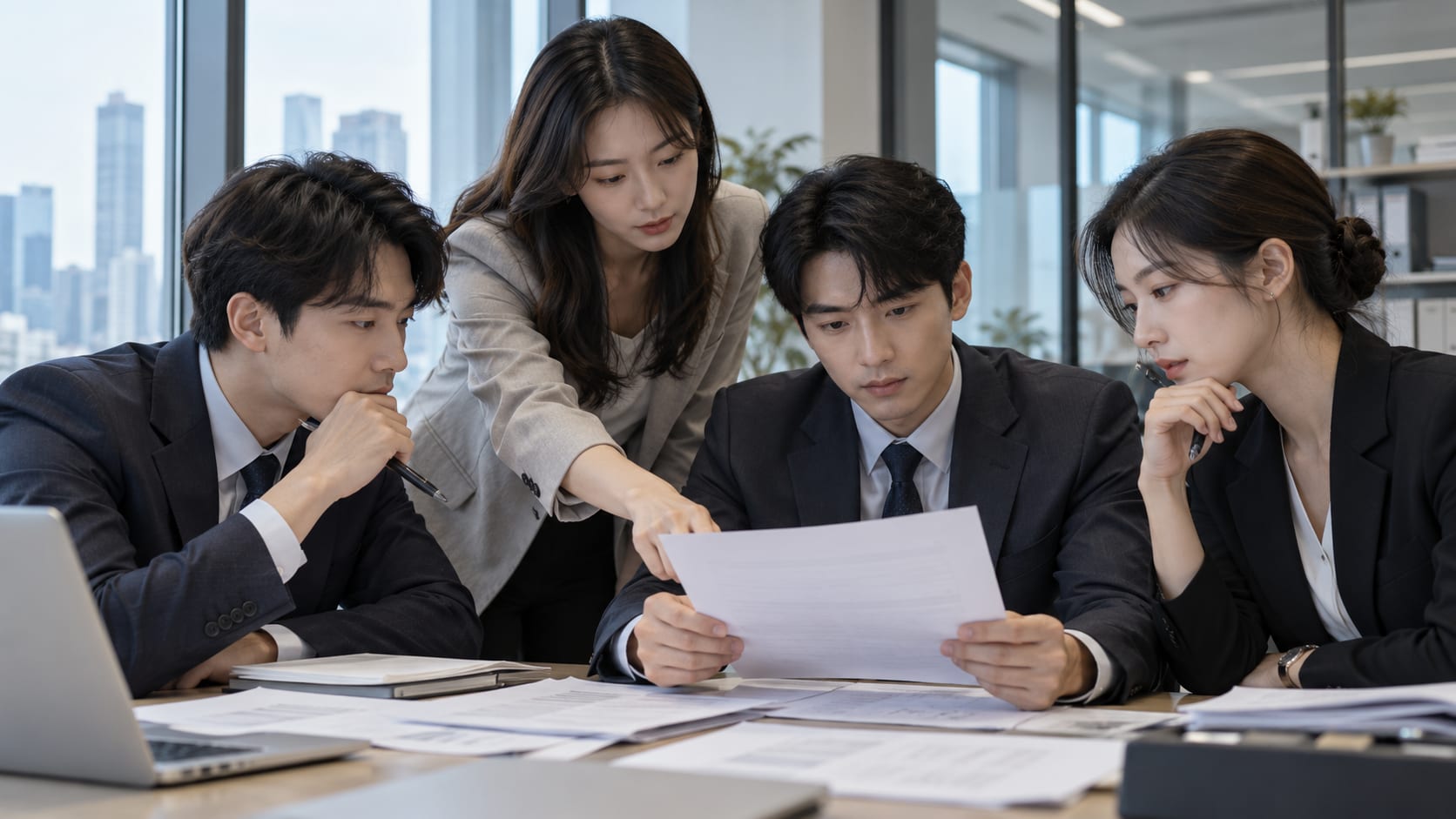 렌탈 상담 원칙을 다시 정리하는 사무실 모습